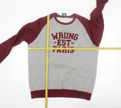WRUNG Men's Grey Burgundy 2XL Pullover Sweatshirt Crew Neck