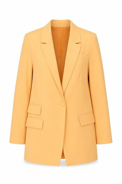 Missguided Women Yellow Long Sleeve One Button Blazer UK 12