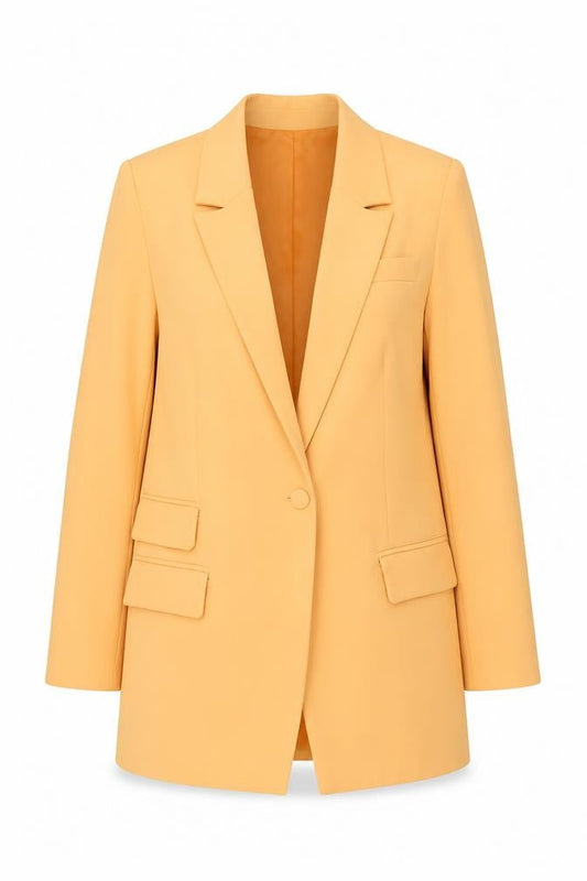 Missguided Women Yellow Long Sleeve One Button Blazer UK 12