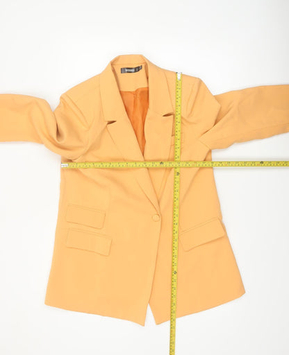 Missguided Women Yellow Long Sleeve One Button Blazer UK 12