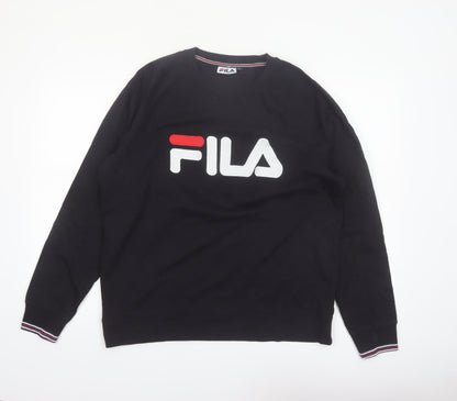 FILA Men's Black Logo Crew Neck Pullover Sweatshirt Size L