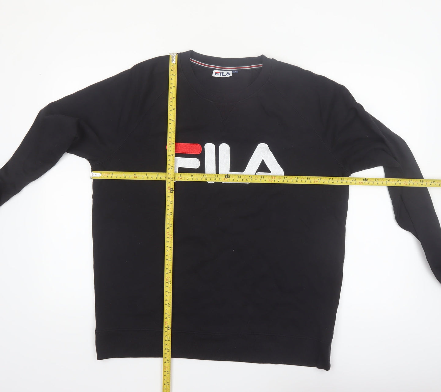 FILA Men's Black Logo Crew Neck Pullover Sweatshirt Size L