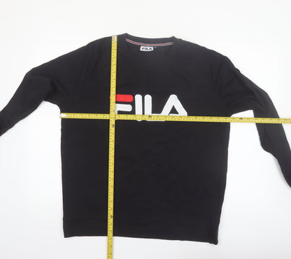 FILA Men's Black Logo Crew Neck Pullover Sweatshirt Size L