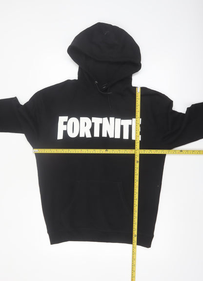 Fortnite Men's Black Pullover Hoodie Sweatshirt Medium Cotton Blend