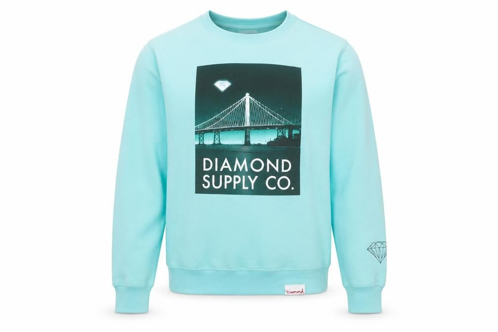 Diamond Supply Co. Mens Blue Pullover Sweatshirt Size S Graphic Print
