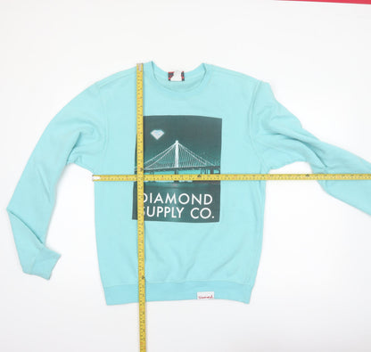 Diamond Supply Co. Mens Blue Pullover Sweatshirt Size S Graphic Print