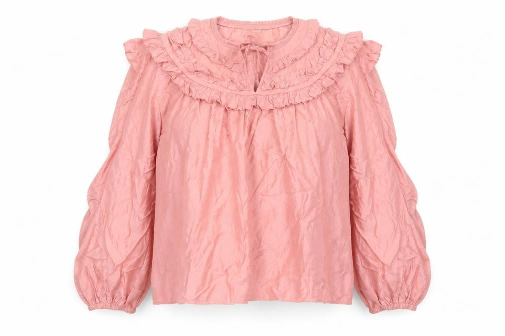 Marks & Spencer Per Una Pink Ruffle Tunic Blouse Women’s Size 18
