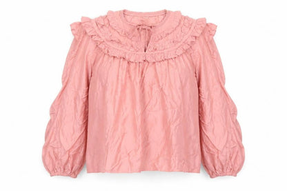 Marks & Spencer Per Una Pink Ruffle Tunic Blouse Women’s Size 18