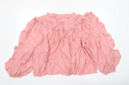 Marks and Spencer Per Una Pink Ruffle Tunic Blouse Women’s Size 18