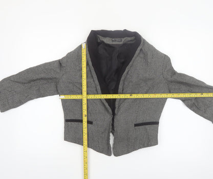 Miss Selfridge Women Black & White Tweed Blazer UK 12 Single-Breasted Jacket
