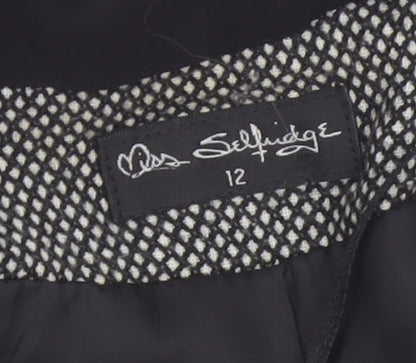Miss Selfridge Women Black & White Tweed Blazer UK 12 Single-Breasted Jacket