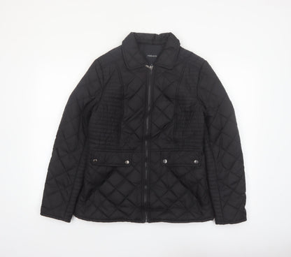 Feraud Women's Black Quilted Mid-Length Jacket Size 14