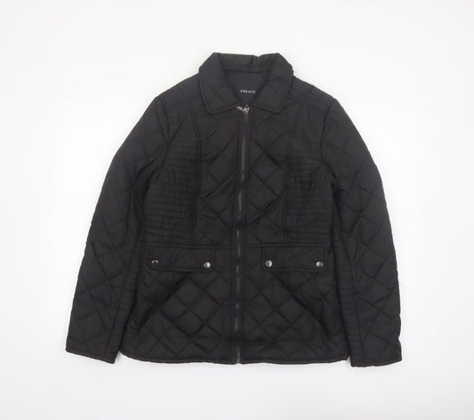 Feraud Women's Black Quilted Mid-Length Jacket Size 14