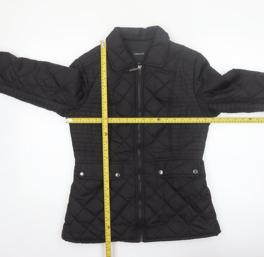 Feraud Women's Black Quilted Mid-Length Jacket Size 14