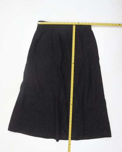Rowland's Women's Black Wool Blend A-Line Midi Skirt Size 14
