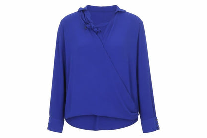 River Island Women's Blue Wrap V-Neck Long Sleeve Blouse Size 12