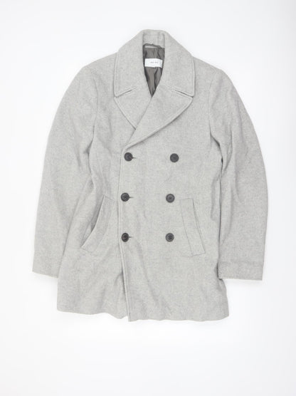 Reiss Women's Grey Wool Blend Pea Coat XS Classic Mid-Length
