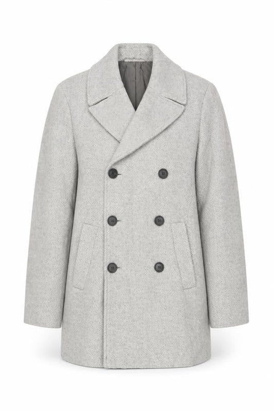 Reiss Women's Grey Wool Blend Pea Coat XS Classic Mid-Length