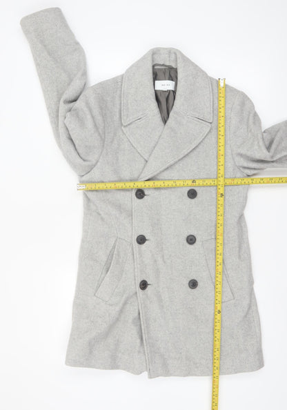 Reiss Women's Grey Wool Blend Pea Coat XS Classic Mid-Length