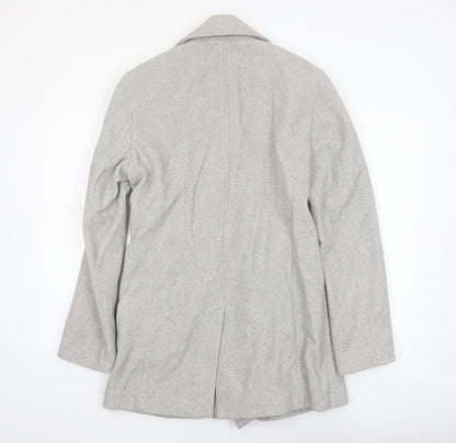 Reiss Women's Grey Wool Blend Pea Coat XS Classic Mid-Length