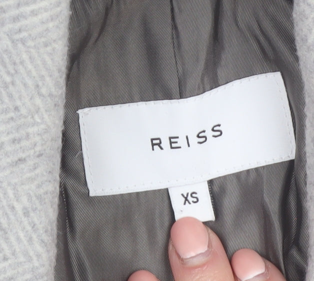 Reiss Women's Grey Wool Blend Pea Coat XS Classic Mid-Length