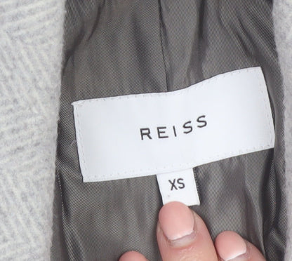 Reiss Women's Grey Wool Blend Pea Coat XS Classic Mid-Length