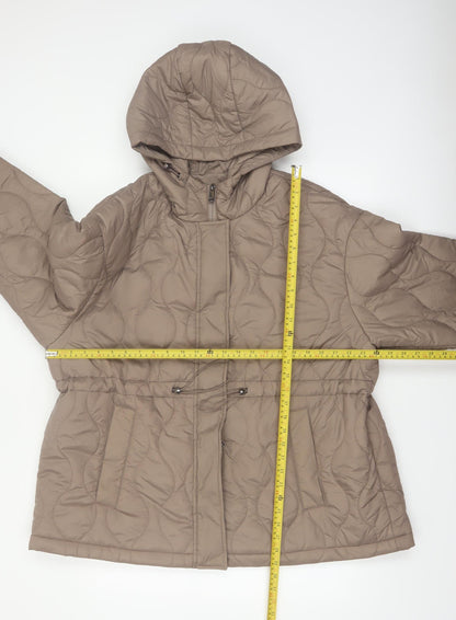 Primark Womens Beige Quilted Hooded Mid-Length Puffer Jacket XL