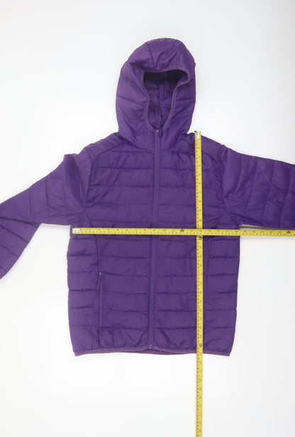 Freedom Trail Teens Purple Hooded Puffer Jacket Size 10 Regular Fit