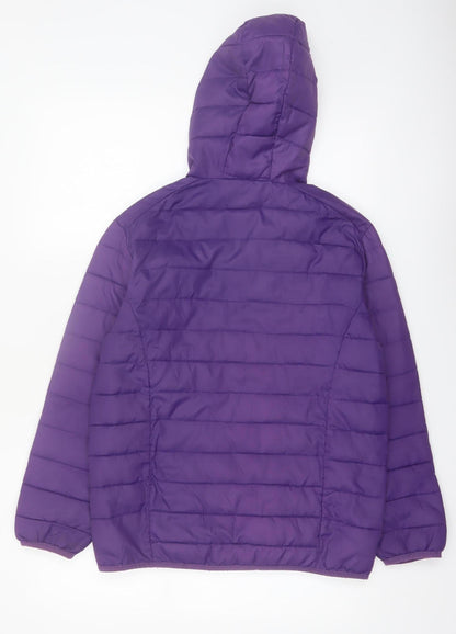 Freedom Trail Teens Purple Hooded Puffer Jacket Size 10 Regular Fit