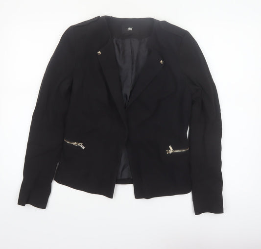 H&M Womens Black Size 12 Regular Fit Single-Breasted Blazer Jacket