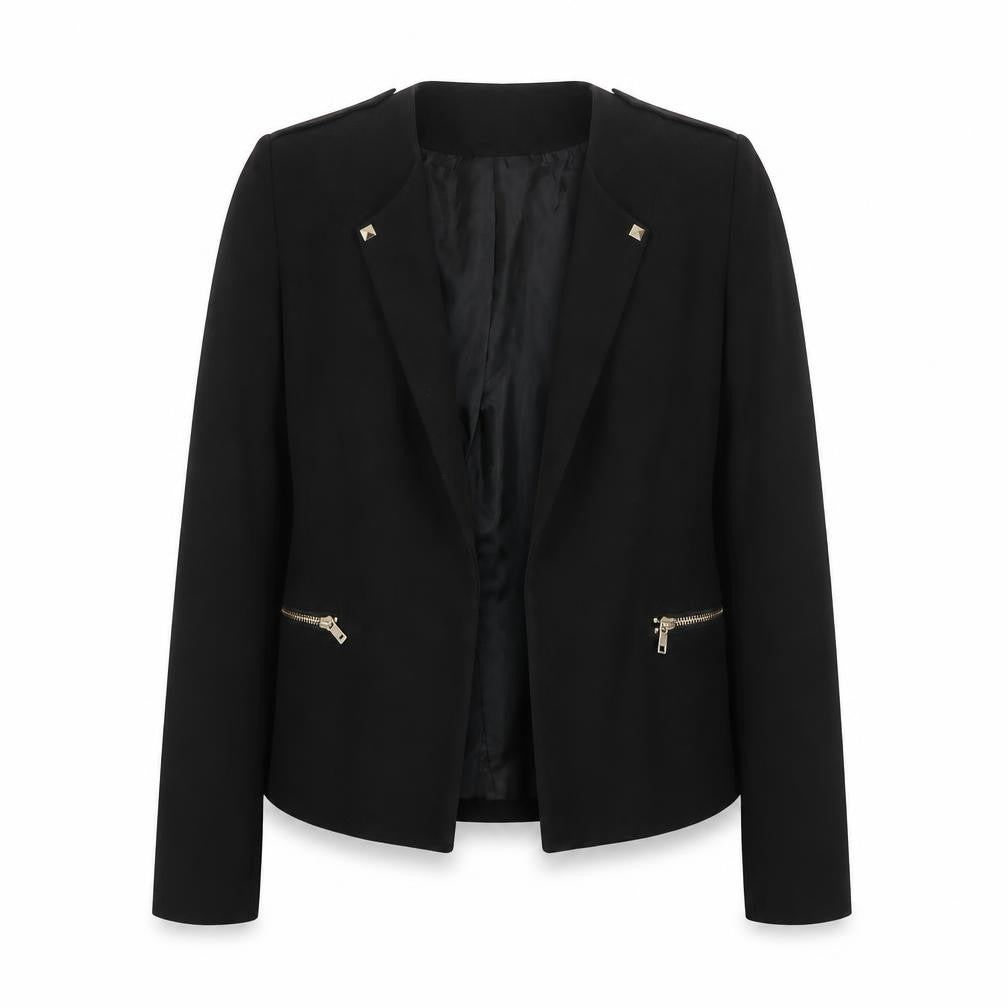 H&M Womens Black Size 12 Regular Fit Single-Breasted Blazer Jacket