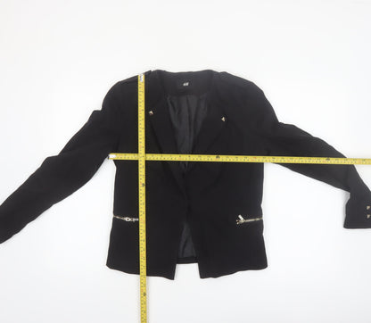 H&M Womens Black Size 12 Regular Fit Single-Breasted Blazer Jacket