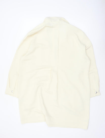 Reiss Women’s Ivory Collared Shirt Dress Size 16 Woven Long Sleeve