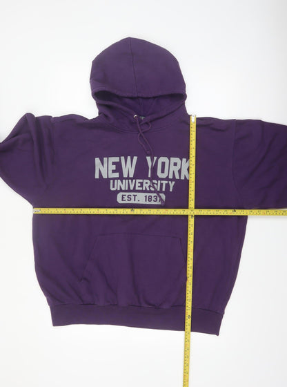 MV Sport Men's Purple Hoodie XL Pullover NY University Graphic Print