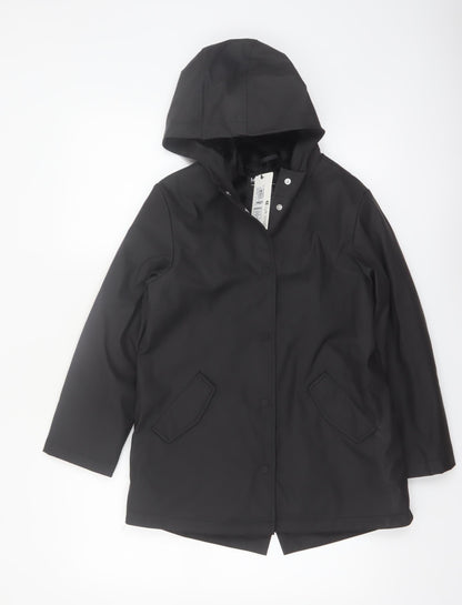 Marks and Spencer Girls Black 9-10 Years Waterproof Hooded Rain Coat
