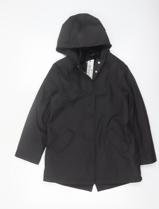 Marks and Spencer Girls Black 9-10 Years Waterproof Hooded Rain Coat