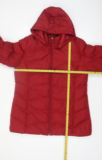 Bx Outerwear Women's Red Puffer Jacket L Hooded Quilted Coat