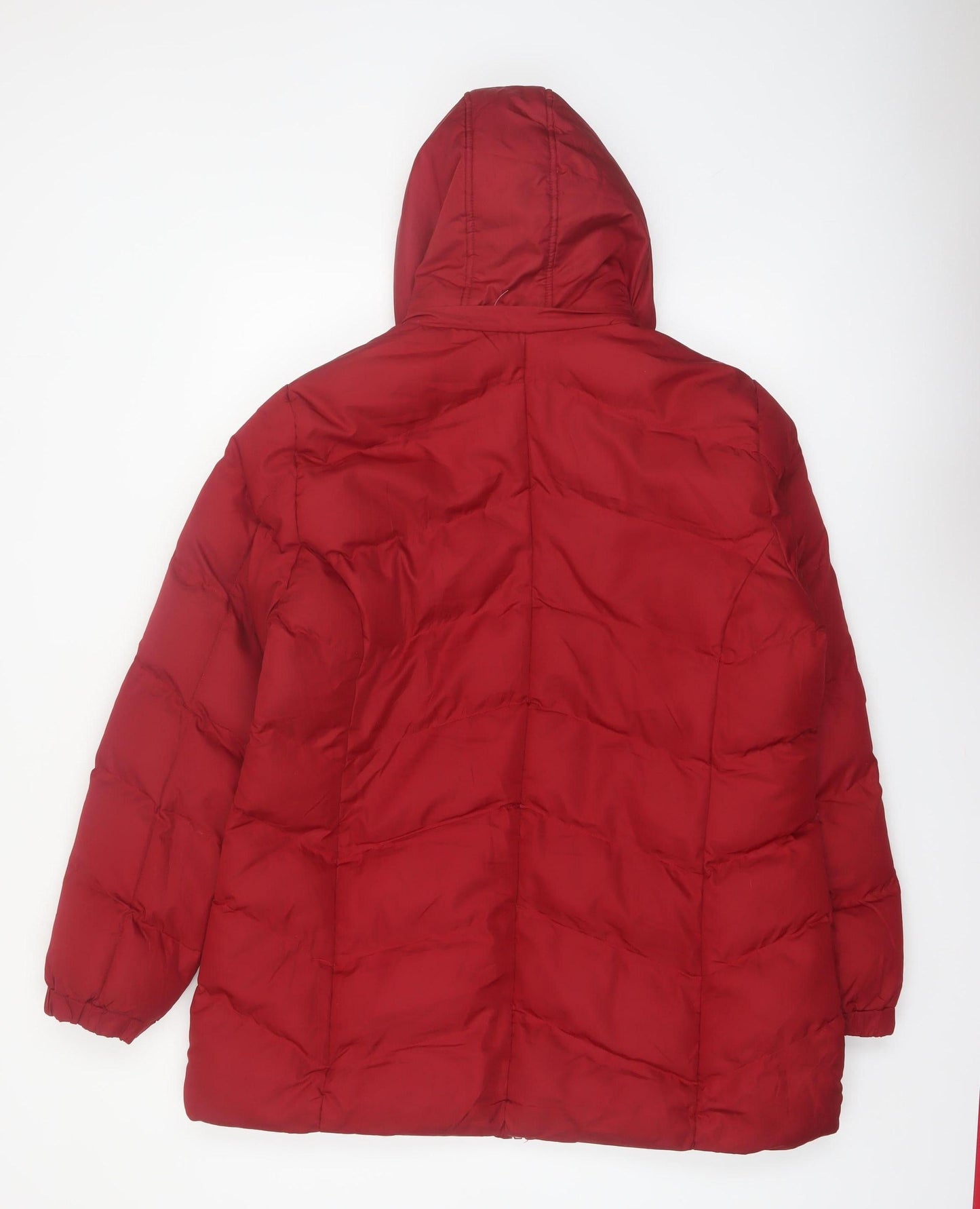Bx Outerwear Women's Red Puffer Jacket L Hooded Quilted Coat