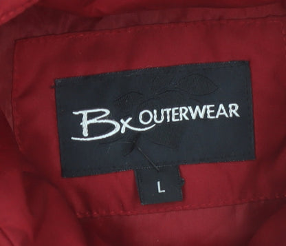 Bx Outerwear Women's Red Puffer Jacket L Hooded Quilted Coat