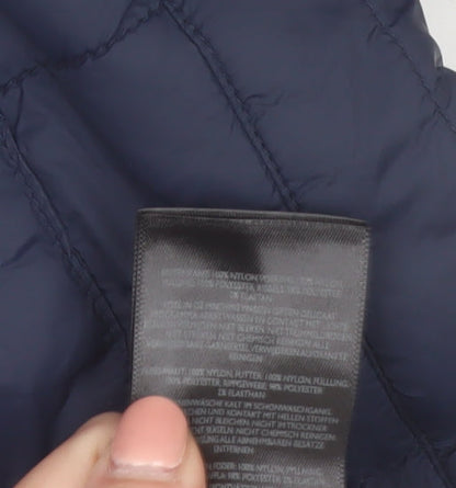 Pretty Green Men's Blue Retro Puffer Jacket Size M Nylon Winter Coat