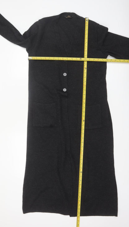 Marks and Spencer Women’s Dark Grey Long Cardigan Size 12 Merino Wool Blend