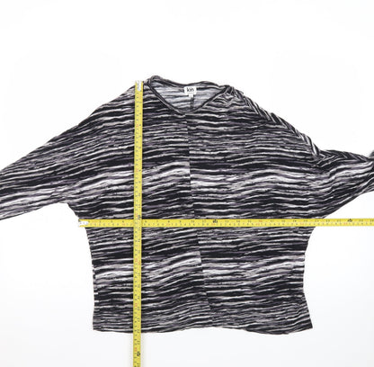 Kin by John Lewis Women's Black Striped Relaxed 3/4 Sleeve Jersey Blouse S