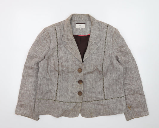 CC Petite Women's Beige Linen Blazer Jacket Size 18