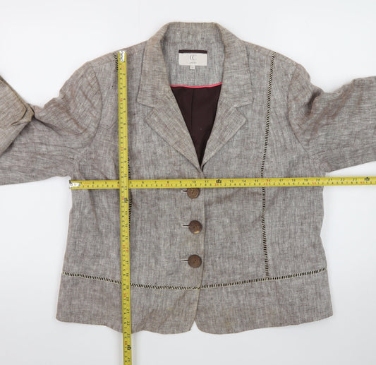 CC Petite Women's Beige Linen Blazer Jacket Size 18