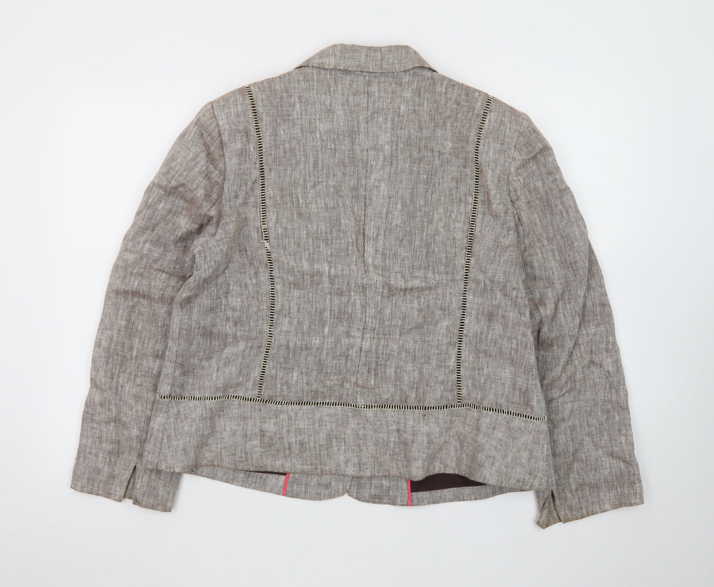 CC Petite Women's Beige Linen Blazer Jacket Size 18
