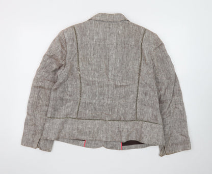 CC Petite Women's Beige Linen Blazer Jacket Size 18