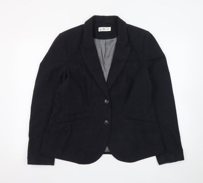 BAF Woman Black Wool Blend Tailored Blazer Jacket UK 16