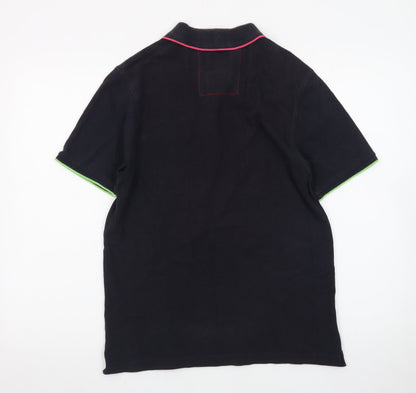 Luke Men's Black Logo Polo Shirt Size Large Short Sleeve Cotton