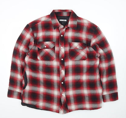 Aggressor Men's Red Checked Quilted Flannel Jacket L