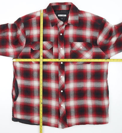 Aggressor Men's Red Checked Quilted Flannel Jacket L